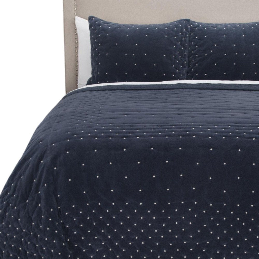 Indigo Polka Dots King Quilt