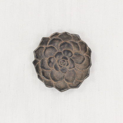 6" Black Lotus Flower Metal Handmade Tray