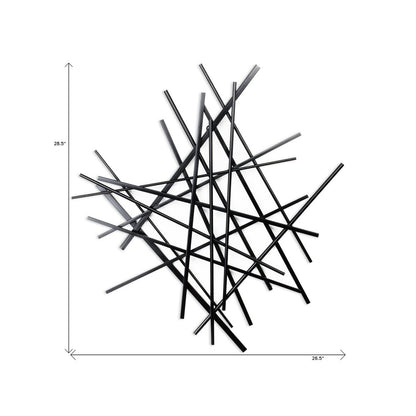 29" X 27" Black Metal Novelty Abstract Hanging Dimensional Sculpture