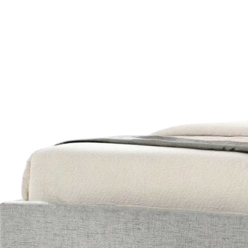 Brown and Gray Wood Upholstered Queen Bed Frame