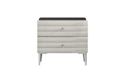 18" Dark Gray And Ivory Light Gray Two Drawer Nightstand