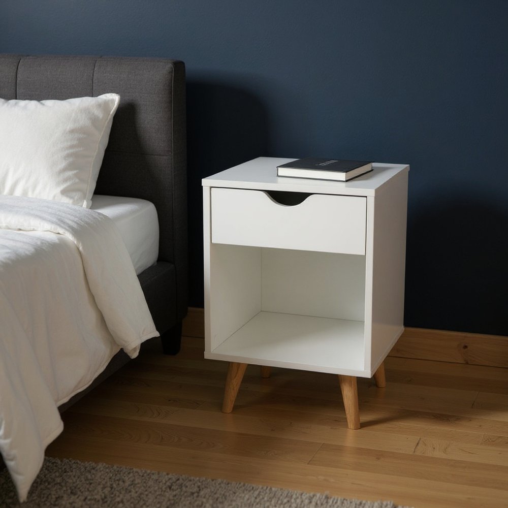 22" White One Drawer Nightstand