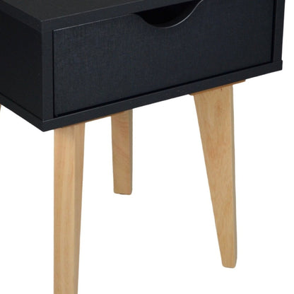 18" Black One Drawer Nightstand