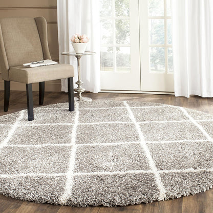 SAFAVIEH Hudson Shag Collection Area Rug - 7' Square, Beige & Ivory, Modern Trellis Design, Non-Shedding & Easy Care, 2-Inch Thick Ideal for High Traffic Areas in Living Room, Bedroom (SGH281S)