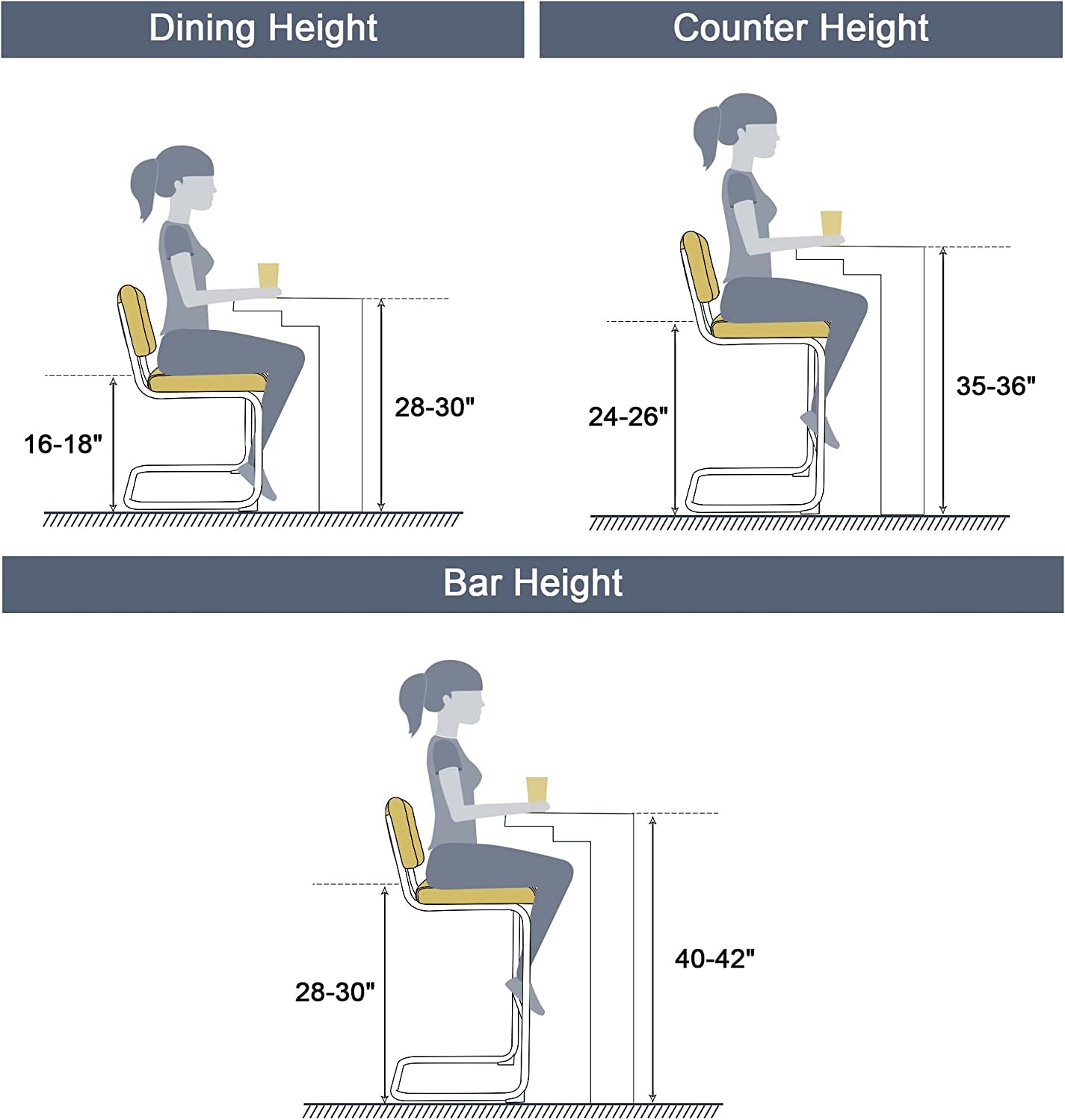 Velvet Upholstered Bar Height Chairs Set of 2, Orange