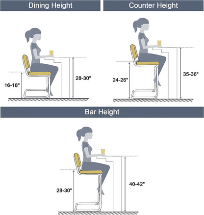 Velvet Upholstered Bar Height Chairs Set of 2, Orange