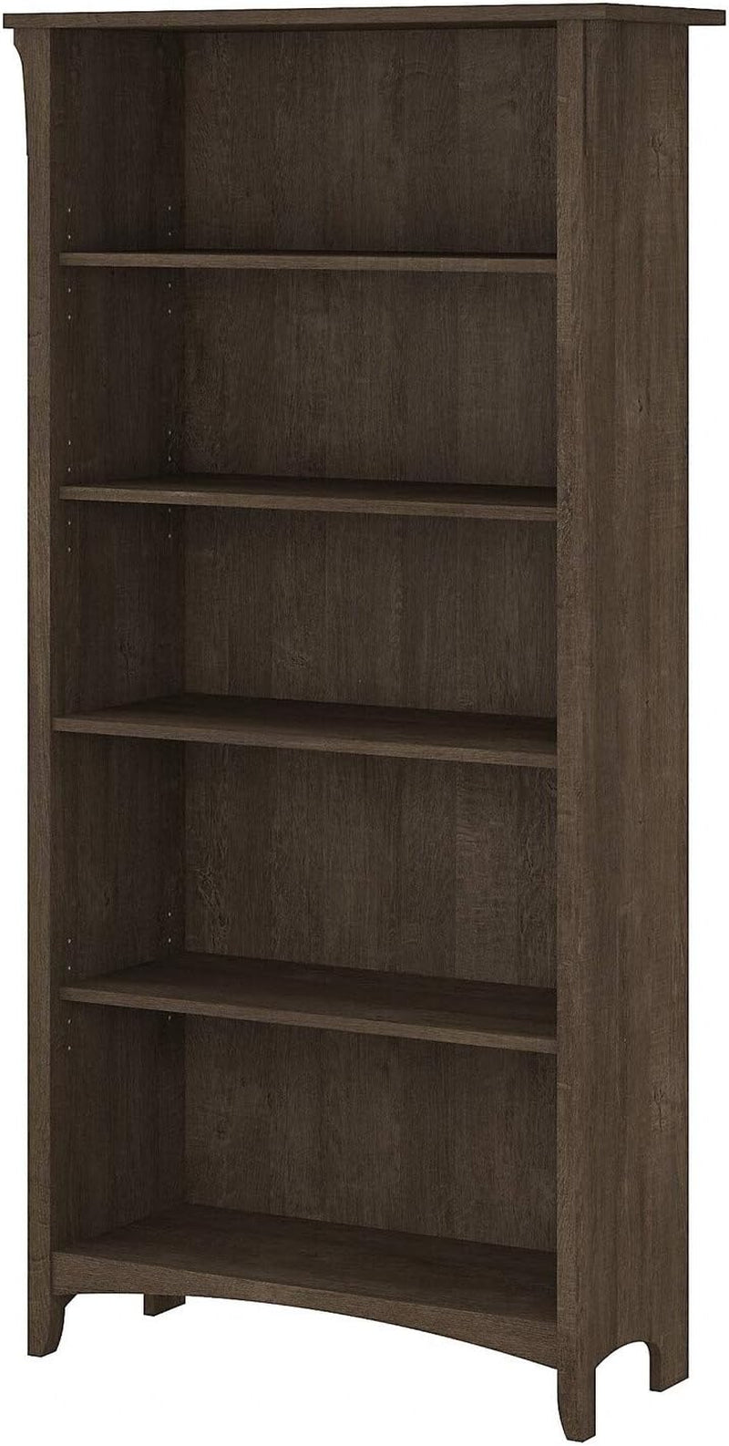 Bush Furniture Salinas 5 Shelf Bookcase in Antique White, Tall Bookshelf, Large Book Shelf for Living Room, Home Office, or Entryway