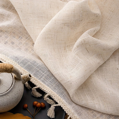 Natural Wood Bohemian Lace Curtain  Light and Privacy