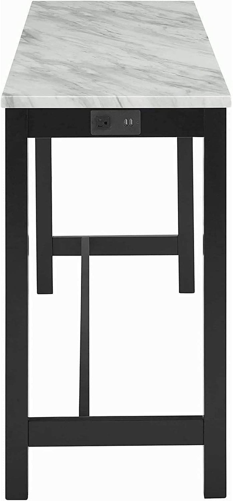 Blue Velvet Bar Table with 3 Stools, Faux Marble