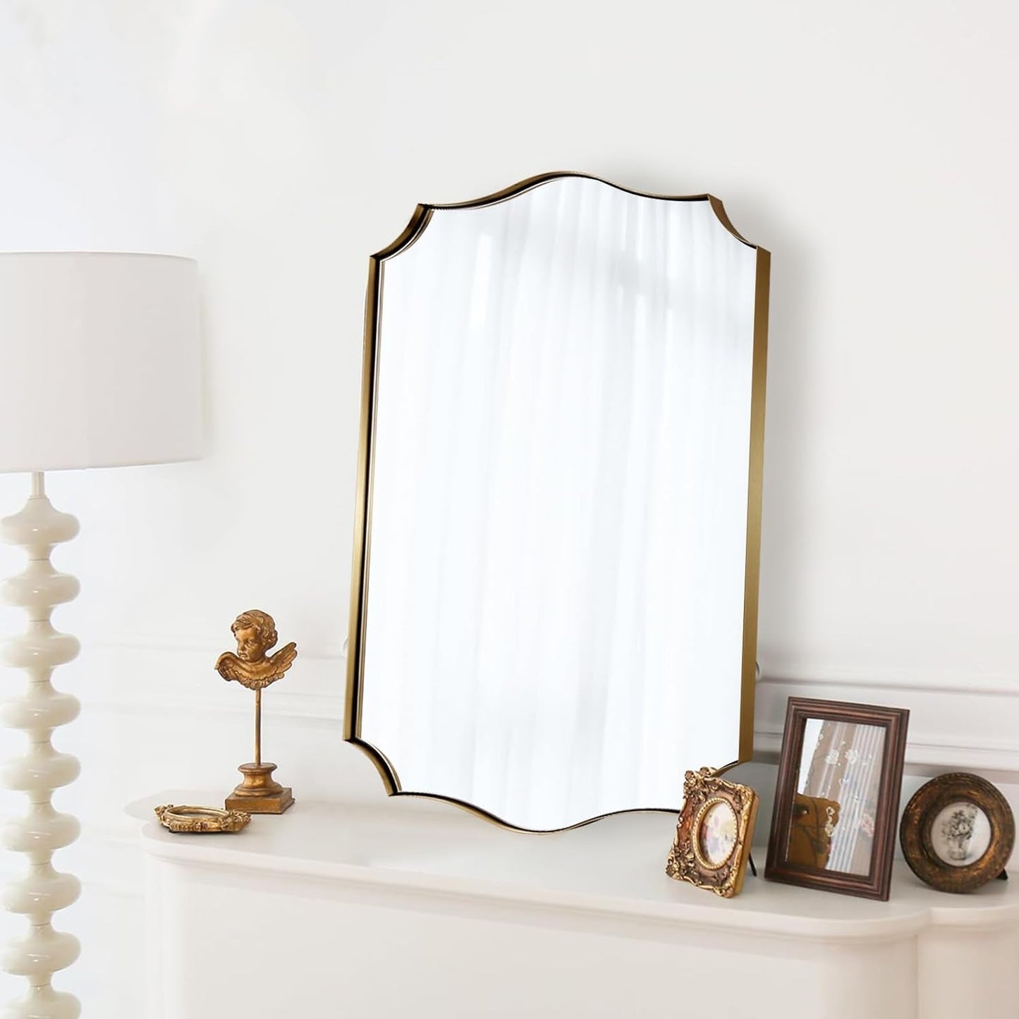 Stainless Steel Metal Frame Wall Mount Vanity Mirror, 22X30 Irregular