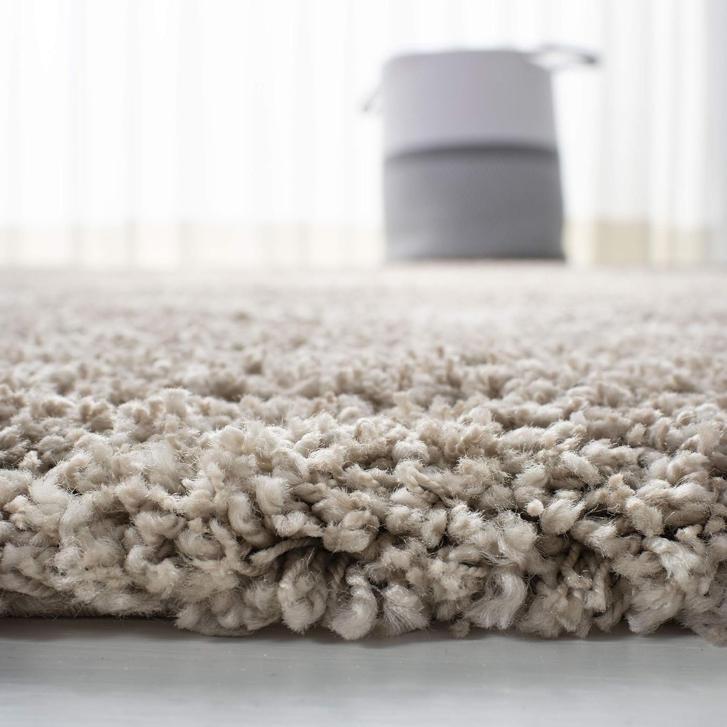 SAFAVIEH Hudson Shag Collection Area Rug - 7' Square, Beige & Ivory, Modern Trellis Design, Non-Shedding & Easy Care, 2-Inch Thick Ideal for High Traffic Areas in Living Room, Bedroom (SGH281S)