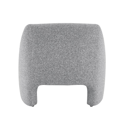 Modern Curved Accent Chair, Upholstered Fabric Armchair, Gray