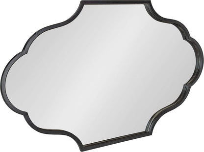 Kate and Laurel Rowla Glam Scalloped Wall Mirror, 23" X 37", Black, Chic, Sophisticated Accent Mirror for Decor or Bathroom Vanity