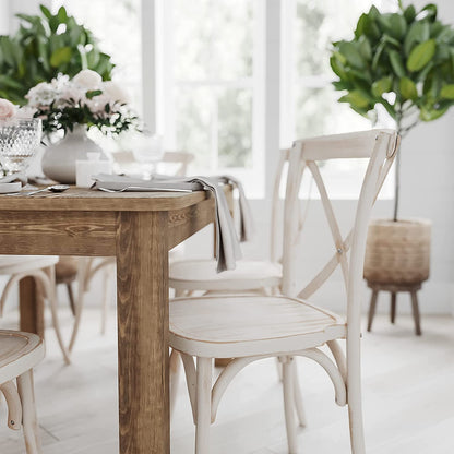 Rustic Solid Pine Farm Dining Table in Antique Finish