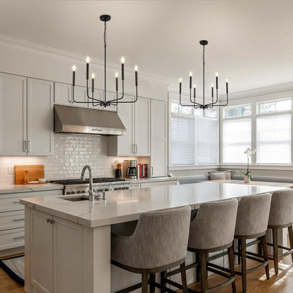 Modern Black Chandelier for Dining Room,Metal 6-Light Kitchen Light