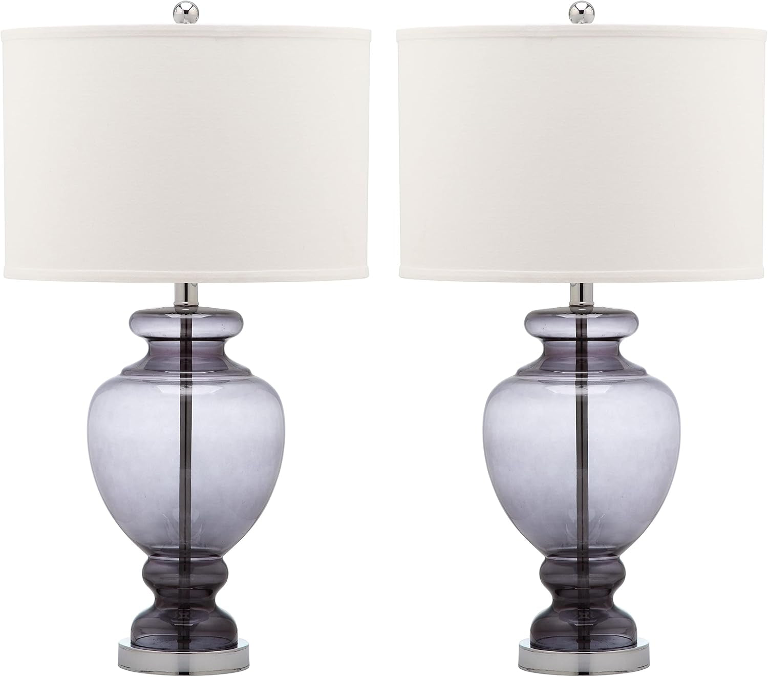 Safavieh Lighting Collection Grey Glass Grey and Off-White Table Lamp, Set of 2