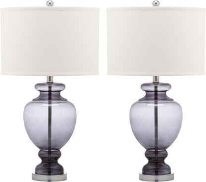 Safavieh Lighting Collection Grey Glass Grey and Off-White Table Lamp, Set of 2