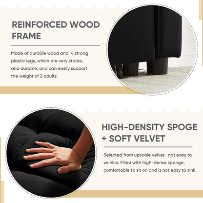 Modern Black Convertible Sofa Bed with Reclining Backrest