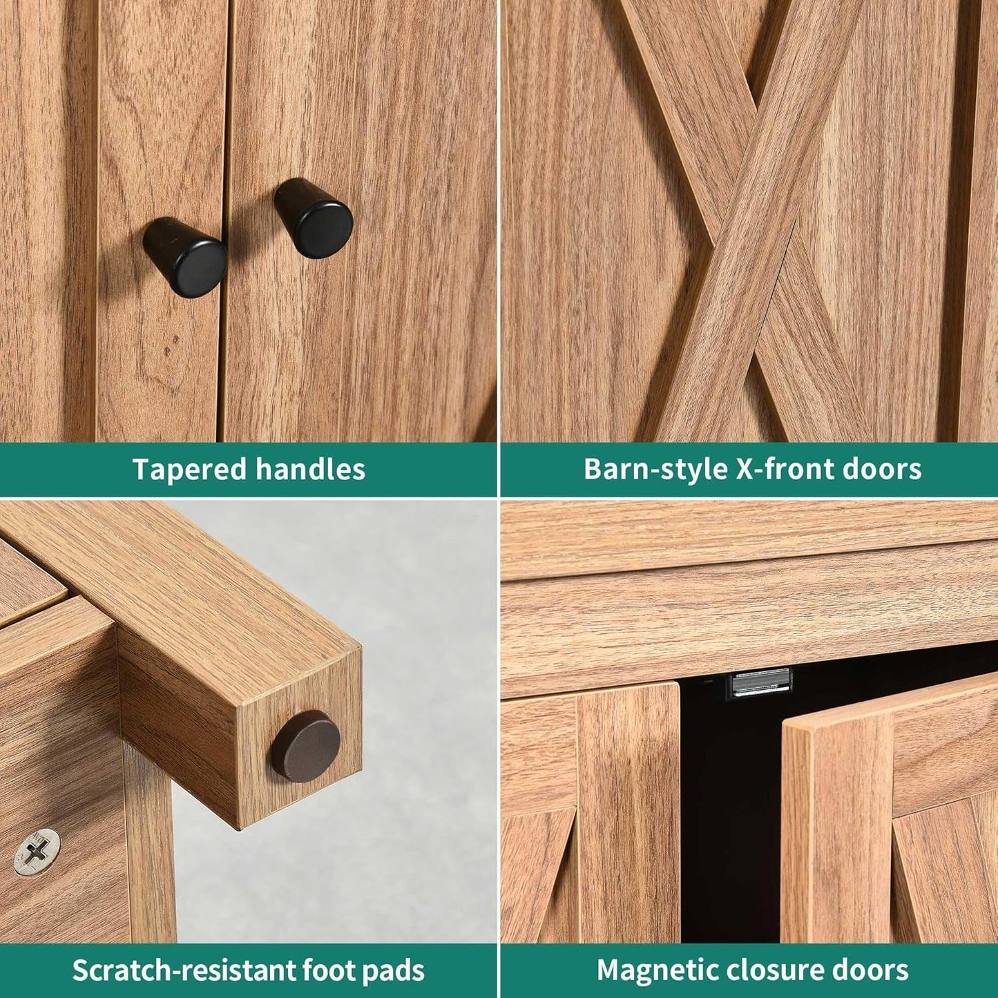 Farmhouse Sideboard Buffet Cabinet with Storage with 4 Doors, 55''