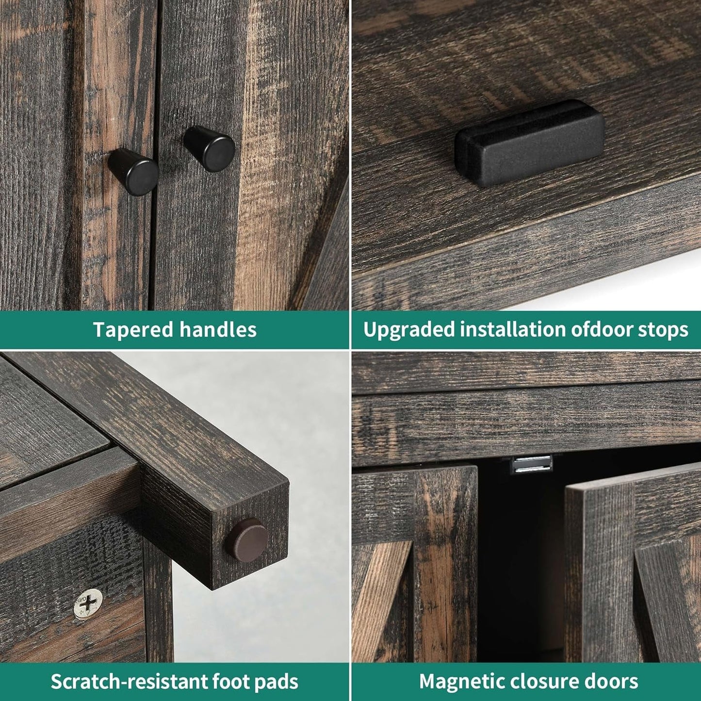 Farmhouse Sideboard Buffet Cabinet with Storage with 4 Doors, 55''