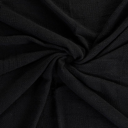 50" x 60" Black Woven Cotton Throw Blanket with Fringe