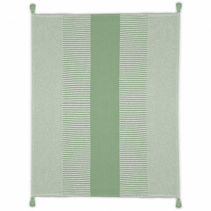 50" X 60" Yellow Woven Cotton Striped Throw Blanket with Tassels