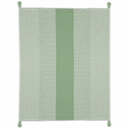 50" X 60" Yellow Woven Cotton Striped Throw Blanket with Tassels