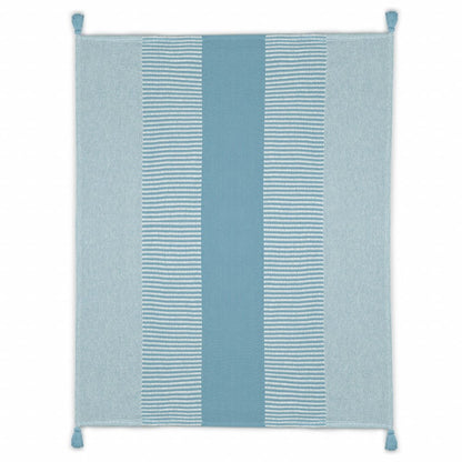 50" X 60" Yellow Woven Cotton Striped Throw Blanket with Tassels