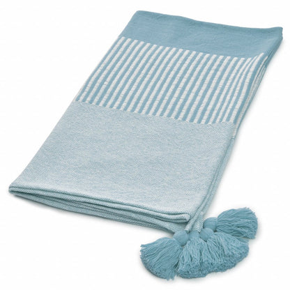 50" X 60" Yellow Woven Cotton Striped Throw Blanket with Tassels