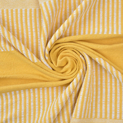 50" X 60" Yellow Woven Cotton Striped Throw Blanket with Tassels