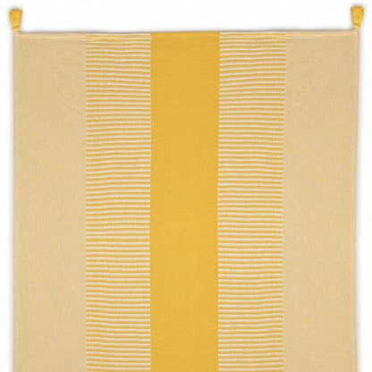 50" X 60" Yellow Woven Cotton Striped Throw Blanket with Tassels