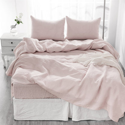 Four Piece Light Pink Linen Sheet Set