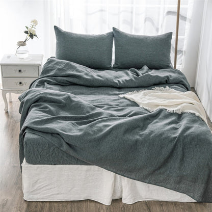 Four Piece Light Gray Linen Sheet Set