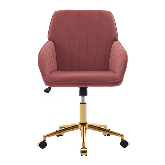 TY Ergonomic Swivel Office Chair, Comfortable Velvet Backrest Seat, Rose Red, Adjustable for Home and Bedroom