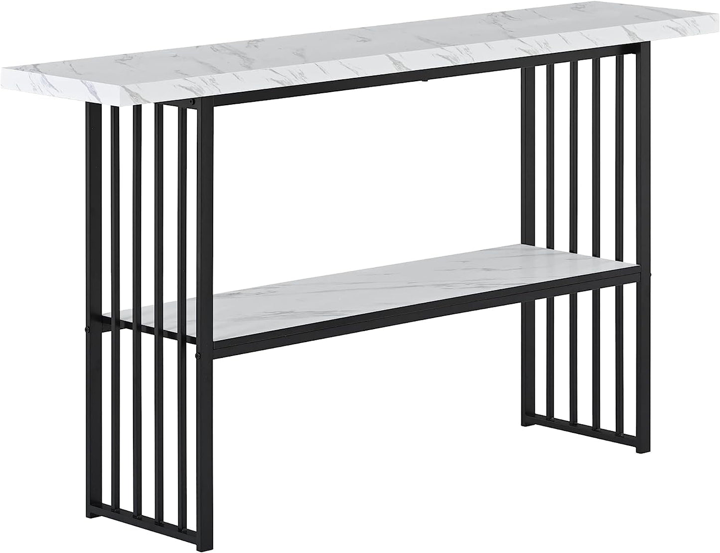 Contemporary Marble Top Console Table with Storage Shelf