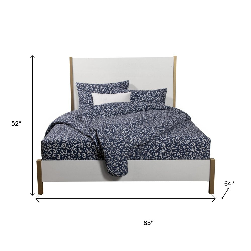 Gold And White Wood Queen Bed Frame