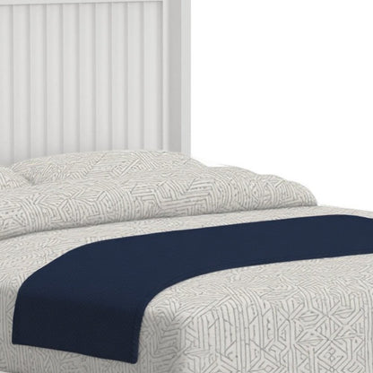 White Ribbed Texture Solid Wood King Bed Frame