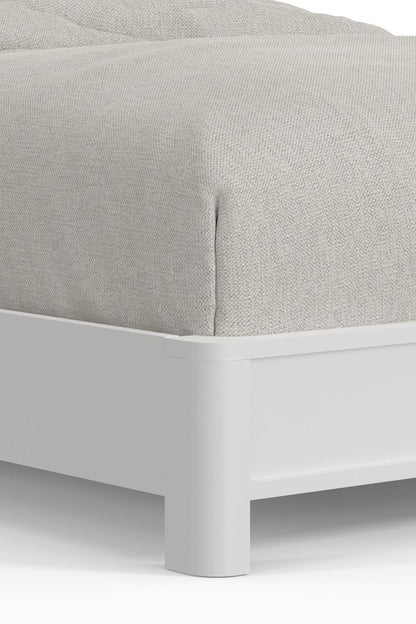 White Ribbed Texture Solid Wood King Bed Frame