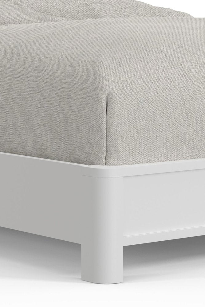 White Ribbed Texture Solid Wood King Bed Frame