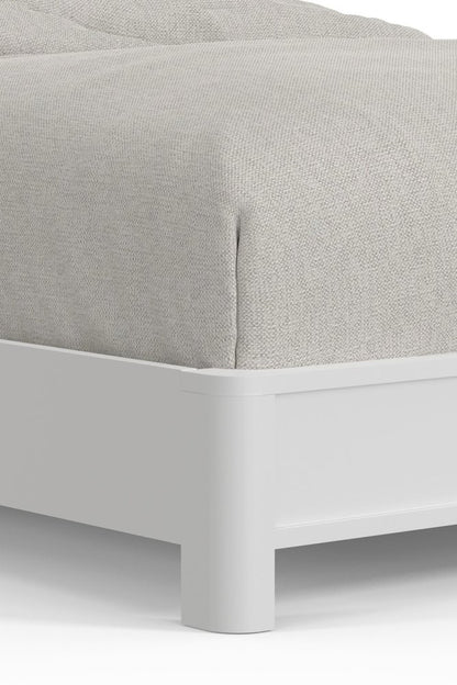 White Ribbed Texture Solid Wood King Bed Frame