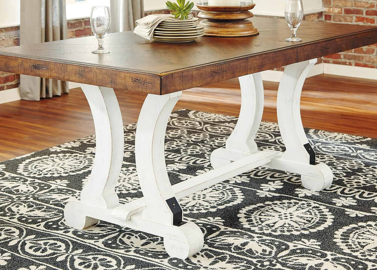Valebeck Farmhouse Rectangular Extension Dining Table, Fits up to 8,