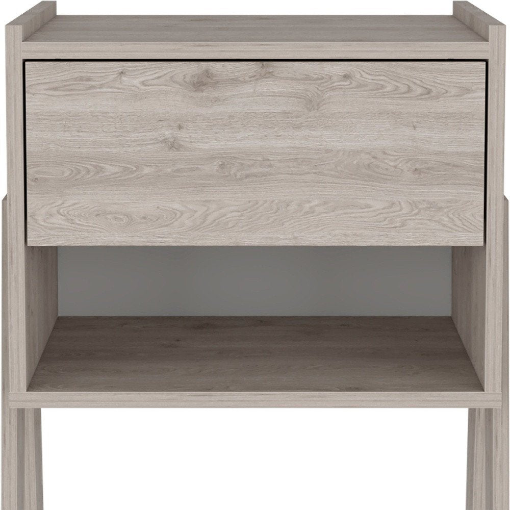 22" Light Gray Wood One Drawer Nightstand
