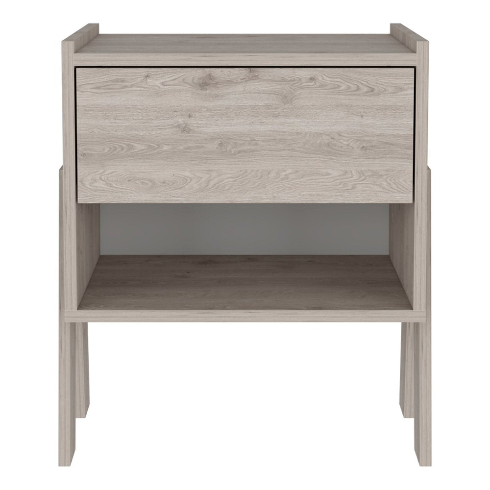 22" Light Gray Wood One Drawer Nightstand