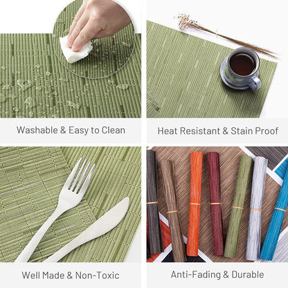 HYSENM Bamboo Pattern Vinyl Table Runner 71'' Long Stain Resistance Table Runner PVC Waterproof,Beige,1Xtable Runner