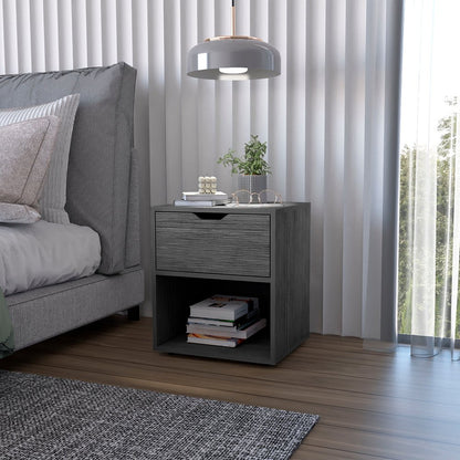 20" Gray Wood One Drawer Nightstand