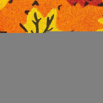 17" X 29" Orange Black and Yellow Coir Leaves Outdoor Fall Door Mat