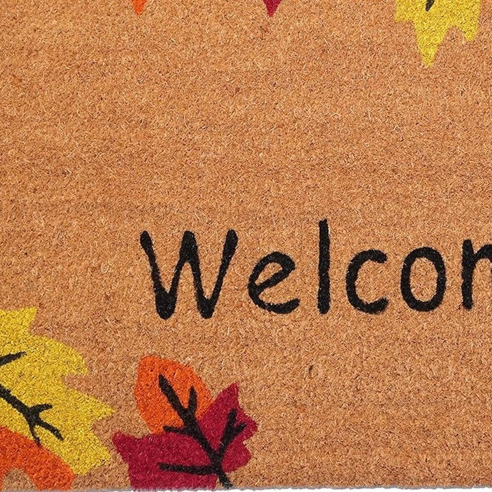 17" X 29" Natural Red And Yellow Leaves Welcome Outdoor Coir Door Mat