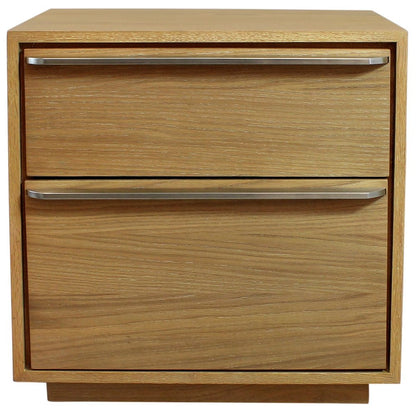 24" Natural Solid and Manufactured Wood Two Drawer Nightstand