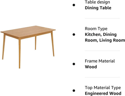 Modern 47 Inch Dining Table, Oak Finish