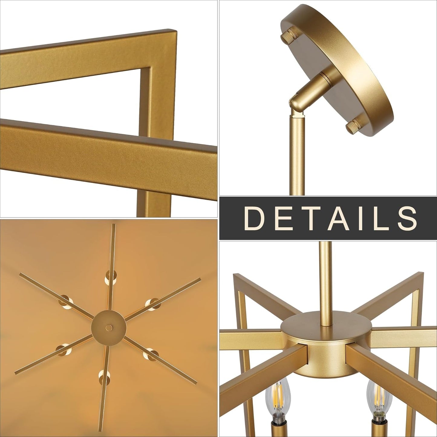 6-Light Gold Pendant Light, Modern Farmhouse Dining Room Light